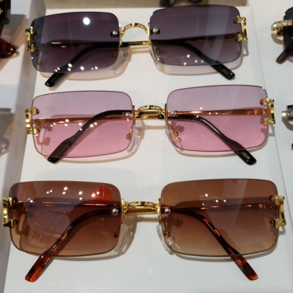 Rectangular Rimless Sunglasses π HP - Picture 2 of 12